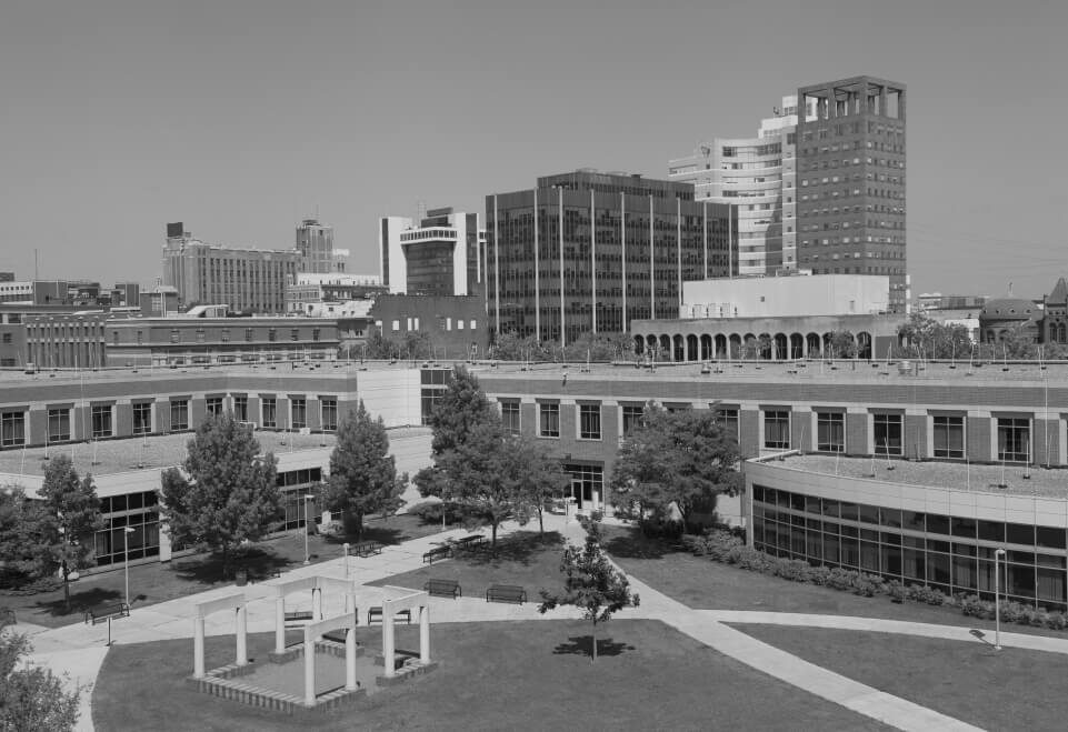 Connecticut State Building View (black and white)